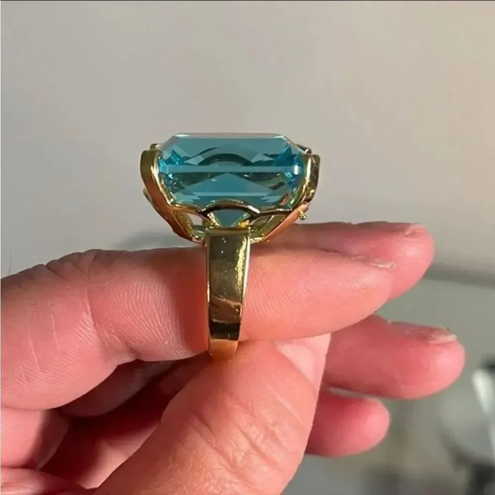 The Neptune Cocktail Ring 14k yellow gold plating over 925 Silver sz 10